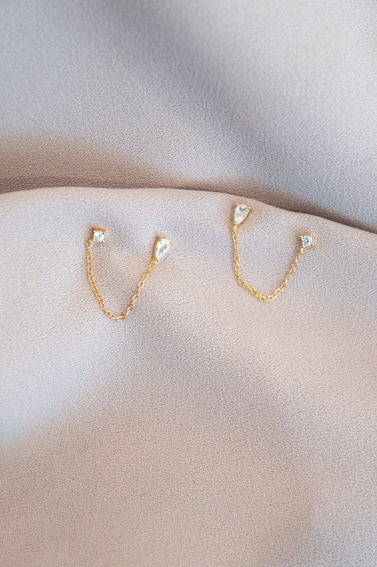 Double Piercing Chain Earring