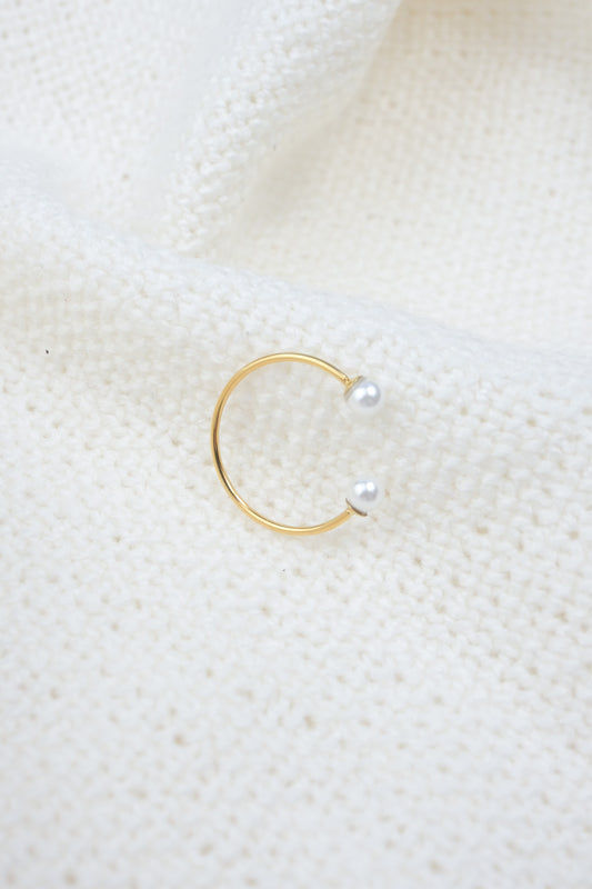 Adjustable pearl ring gold plated hypoallergenic