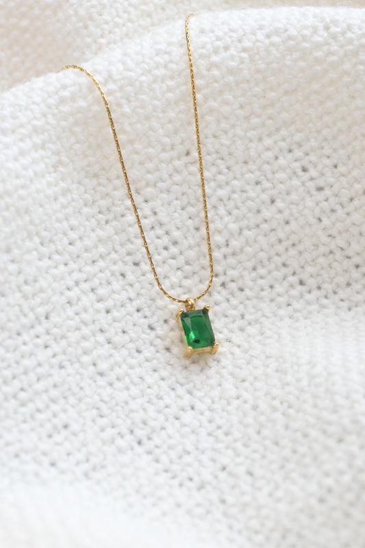 Emerald Pendant necklace Locl necklace gold plated hypoallergenic 