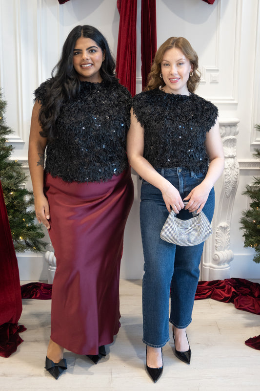 Textured Sequin Top (S-3X)