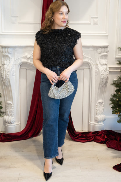 Textured Sequin Top (S-3X)