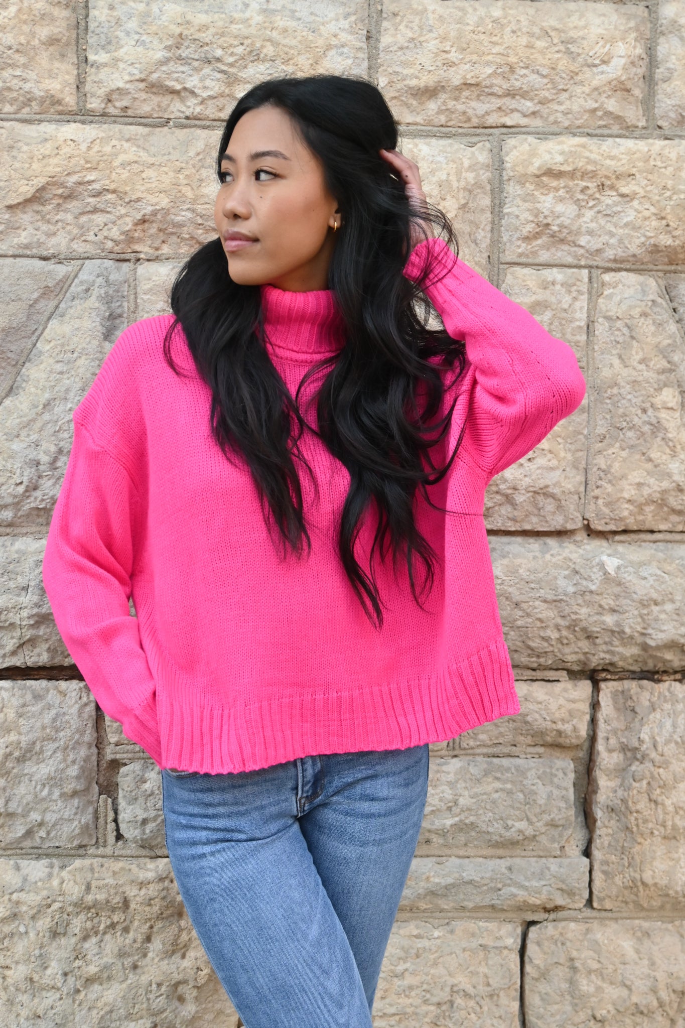 Hot Pink Turtleneck (S-3X)