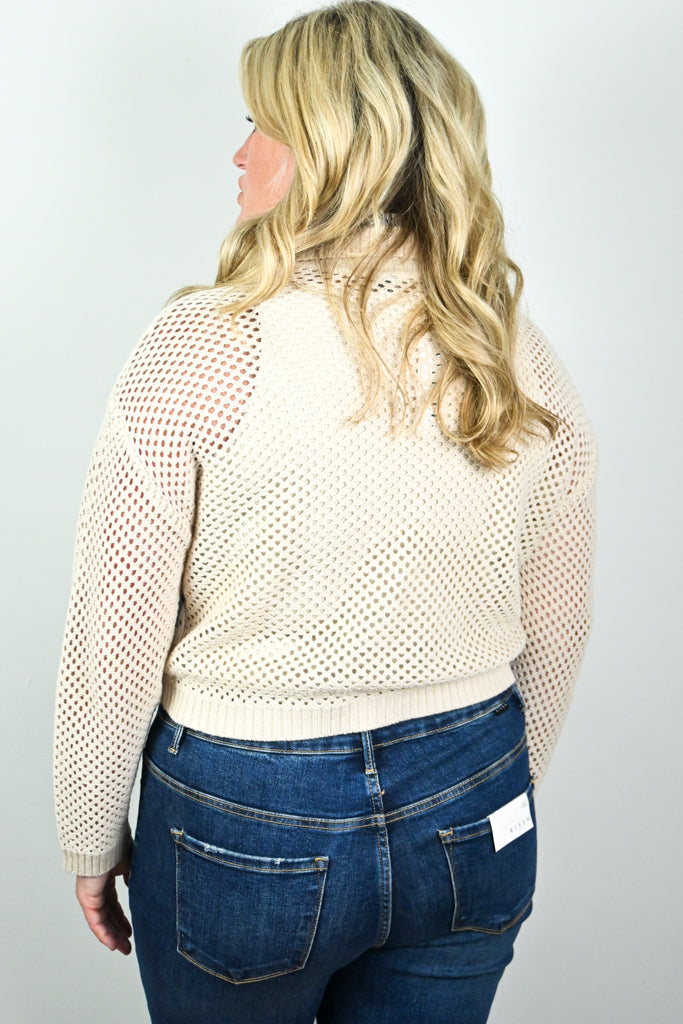 RD STYLE Oia Crochet button up cardigan in sand 