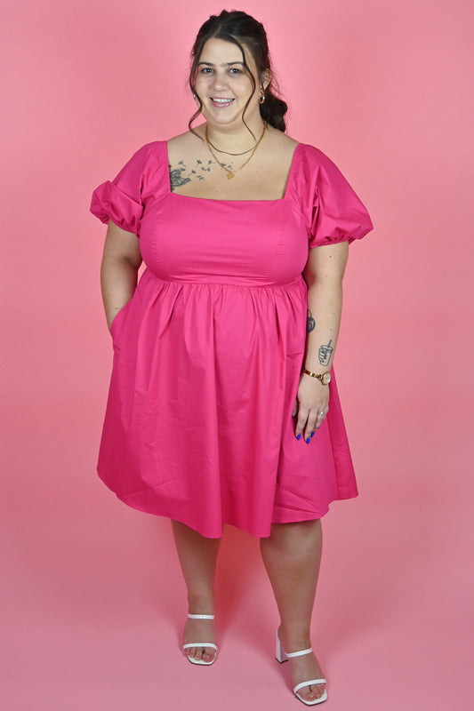 Plus size Pink Mini Dress with Bow Back 