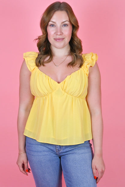 Yellow Babydoll spring top 