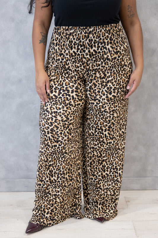 Leopard Plisse Pant (S-3X)