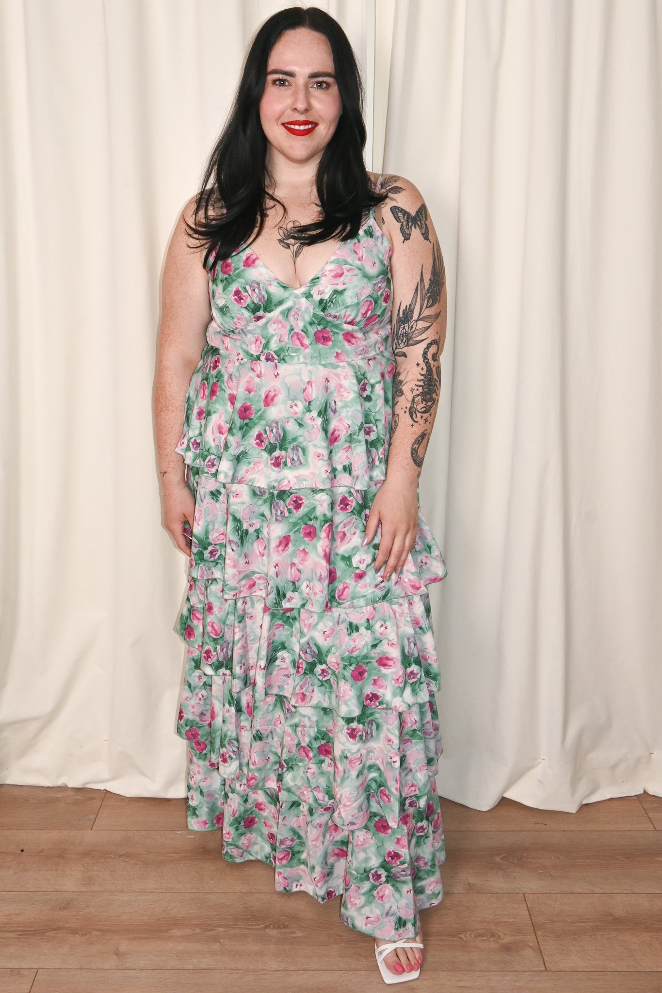 CURVE Garden Floral Tiered Dress