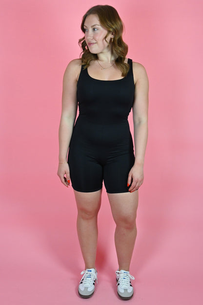 RD style Black compression casual romper