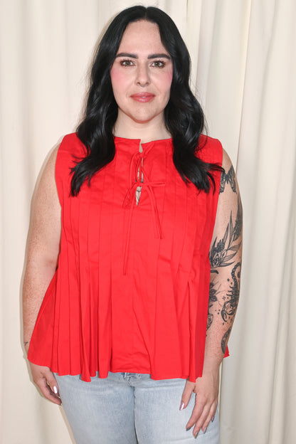 Poplin Pleated Top (S-3X)
