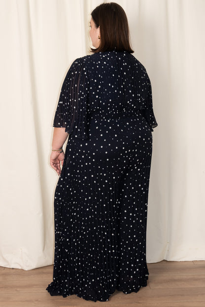 Pleated Polka Dot Jumpsuit (Size 2-22)