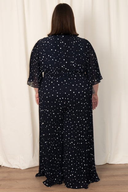 Pleated Polka Dot Jumpsuit (Size 2-22)