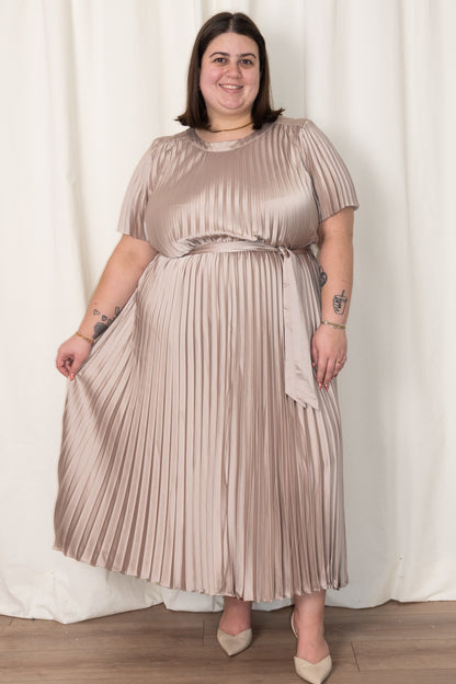 Gold Mother of the bride and groom dress, champagne plus size dress, Pleated gold dress, Winnipeg mother of the bride dress, Winnipeg mother of the groom dress