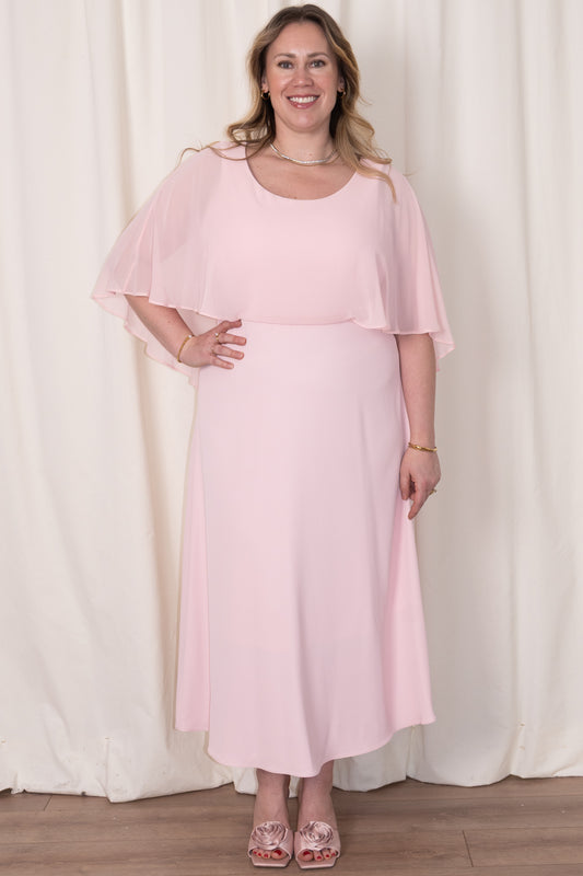 A-Line Dress with Chiffon Overlay