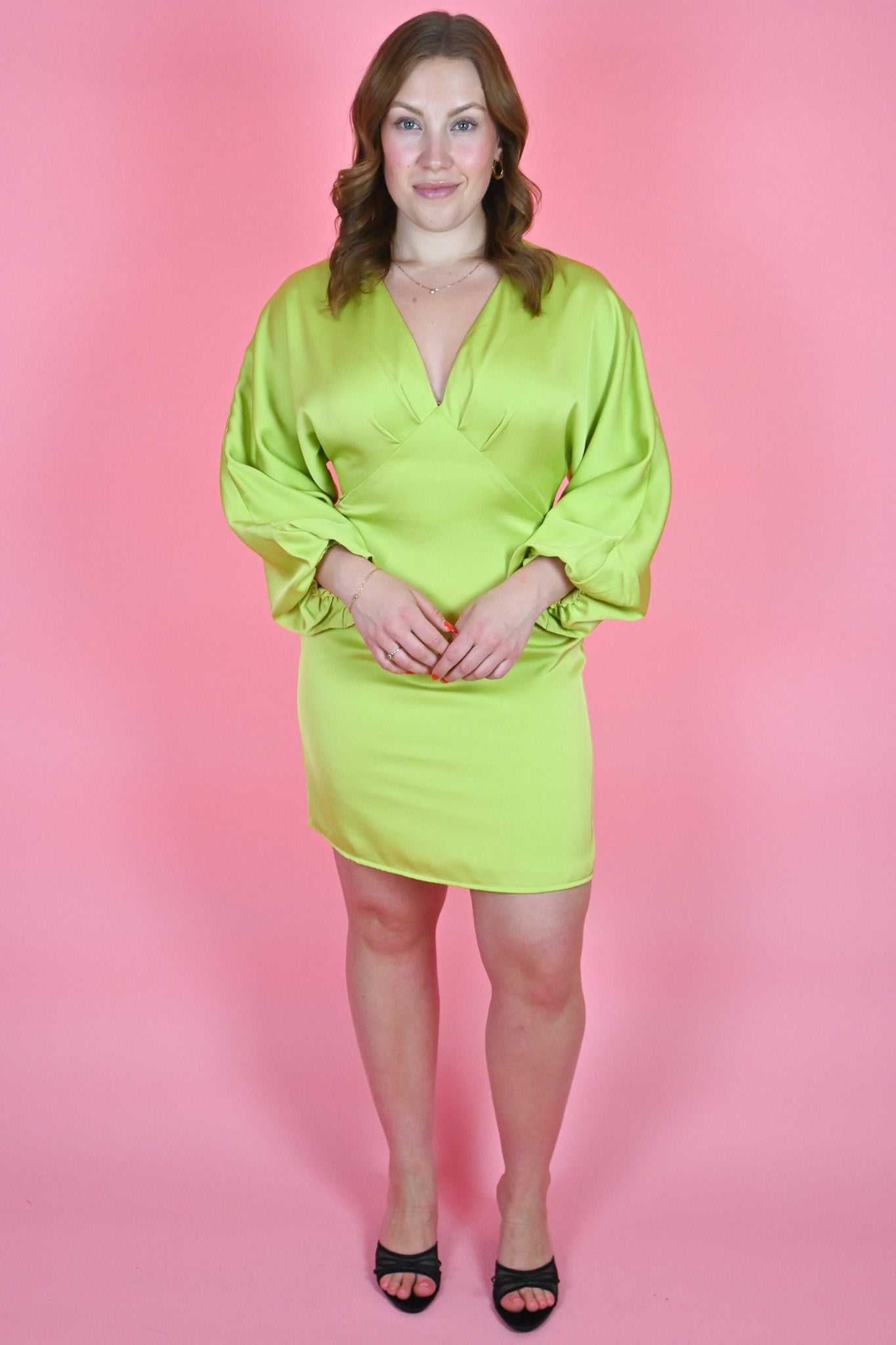 Adelyn Rae Dalena Lime Green Mini Dress