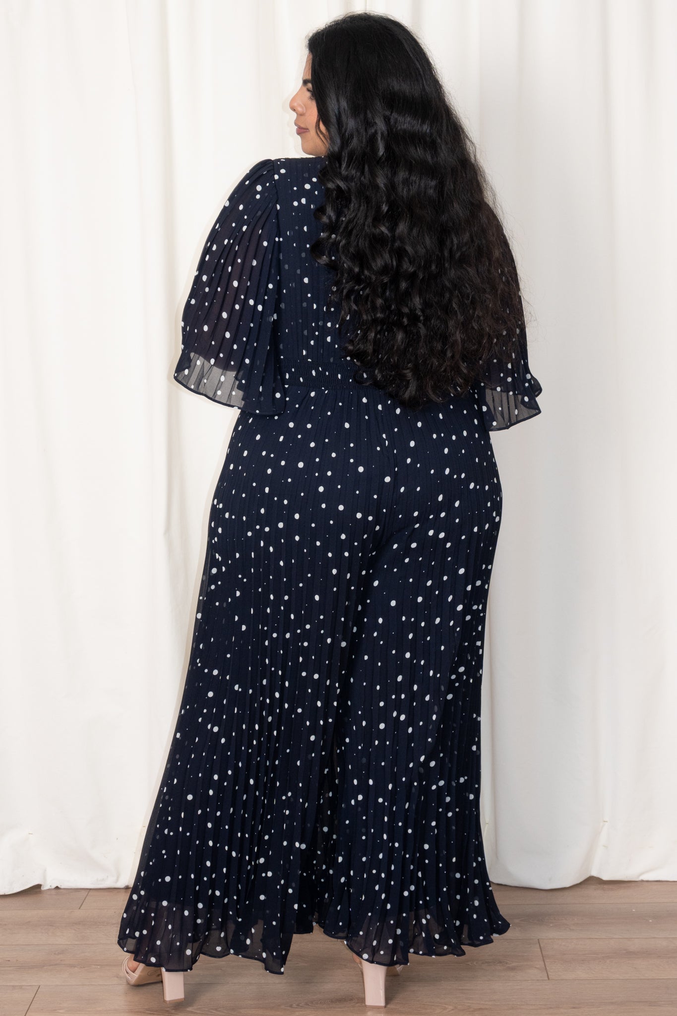 Pleated Polka Dot Jumpsuit (Size 2-22)