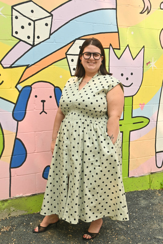 Polka Dot Midi Dress (S-2X)