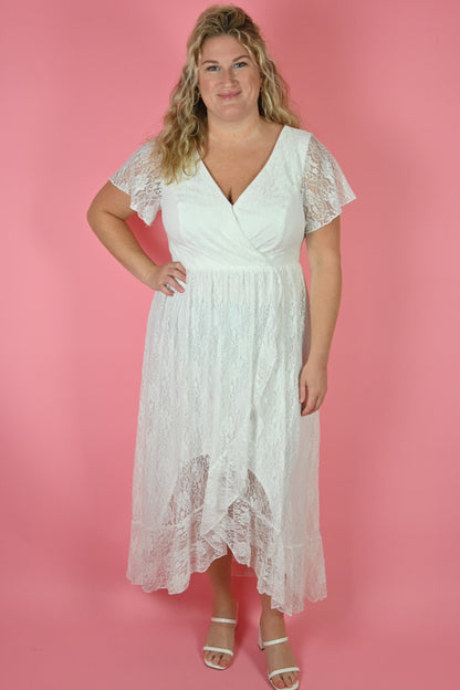 Plus size white lace dress bridal