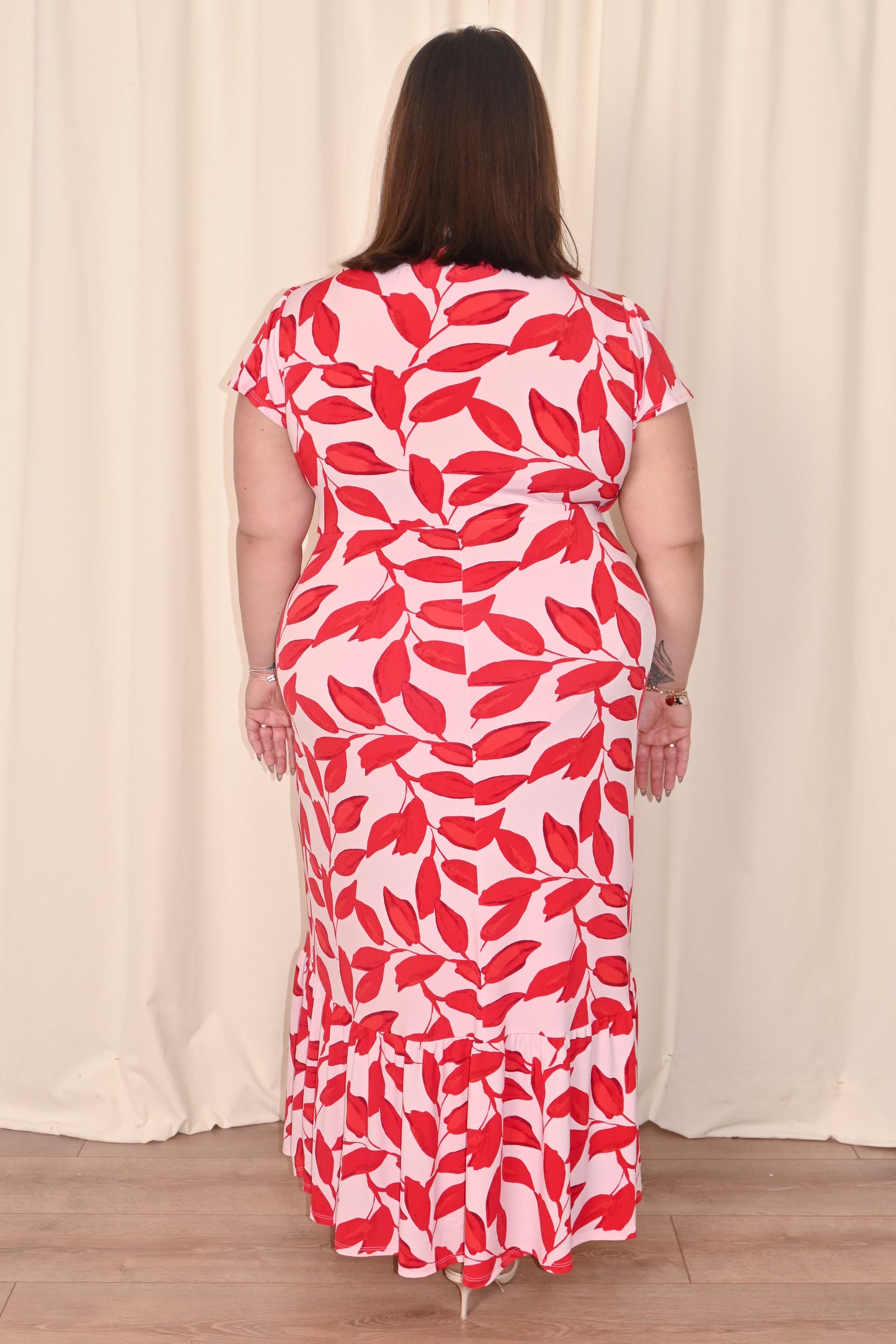 Leaf Print Wrap Maxi Dress (S-3X)