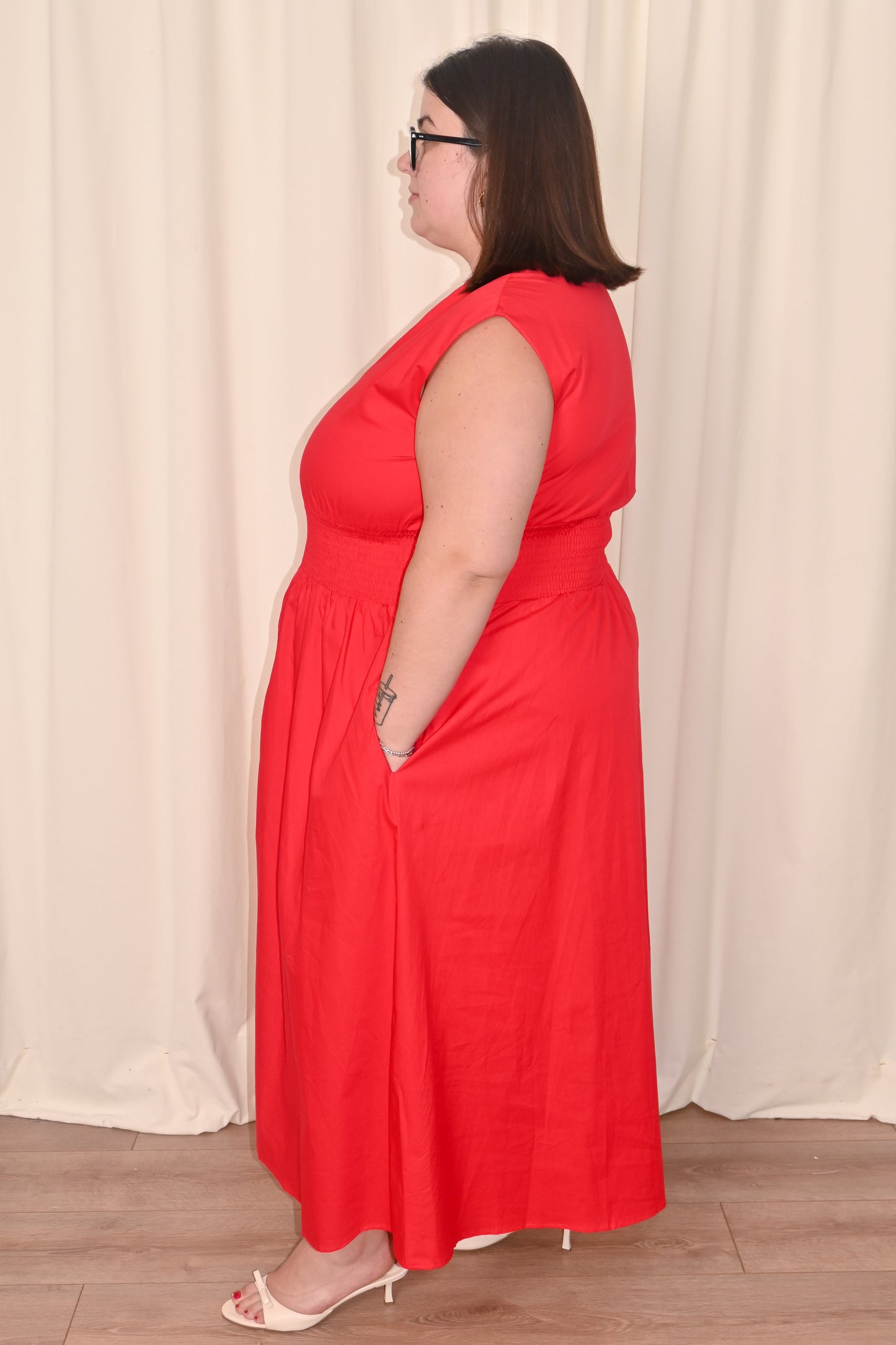 Poplin Zipper Midi Dress (S-2X)