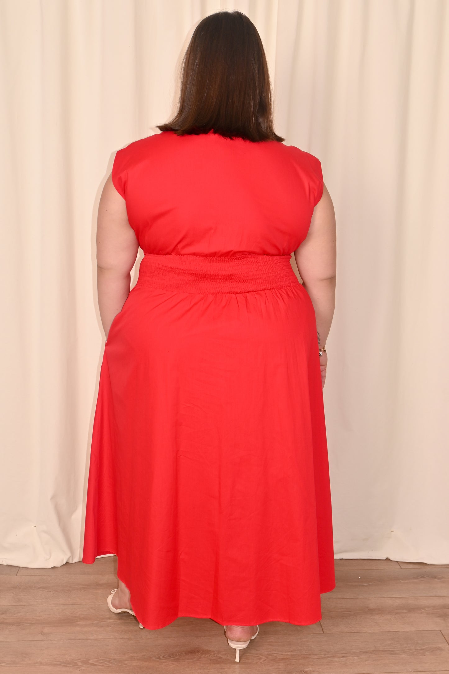 Poplin Zipper Midi Dress (S-2X)