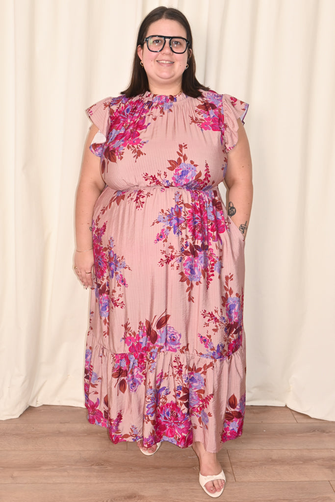 Fuchsia Floral Dress (S-3X)