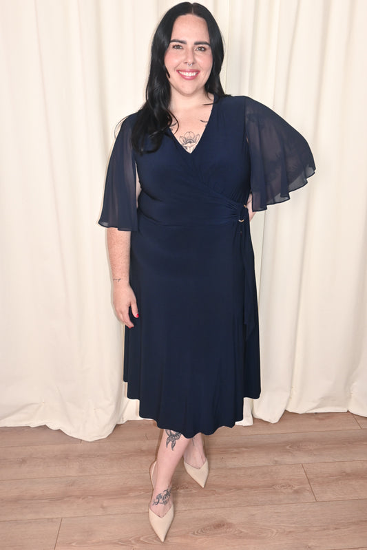CURVE Silky Knit with Chiffon Sleeves