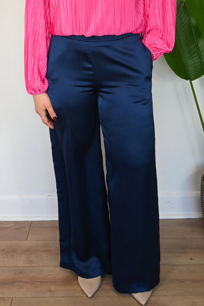 satin wide leg navy pants pull on pants  canada