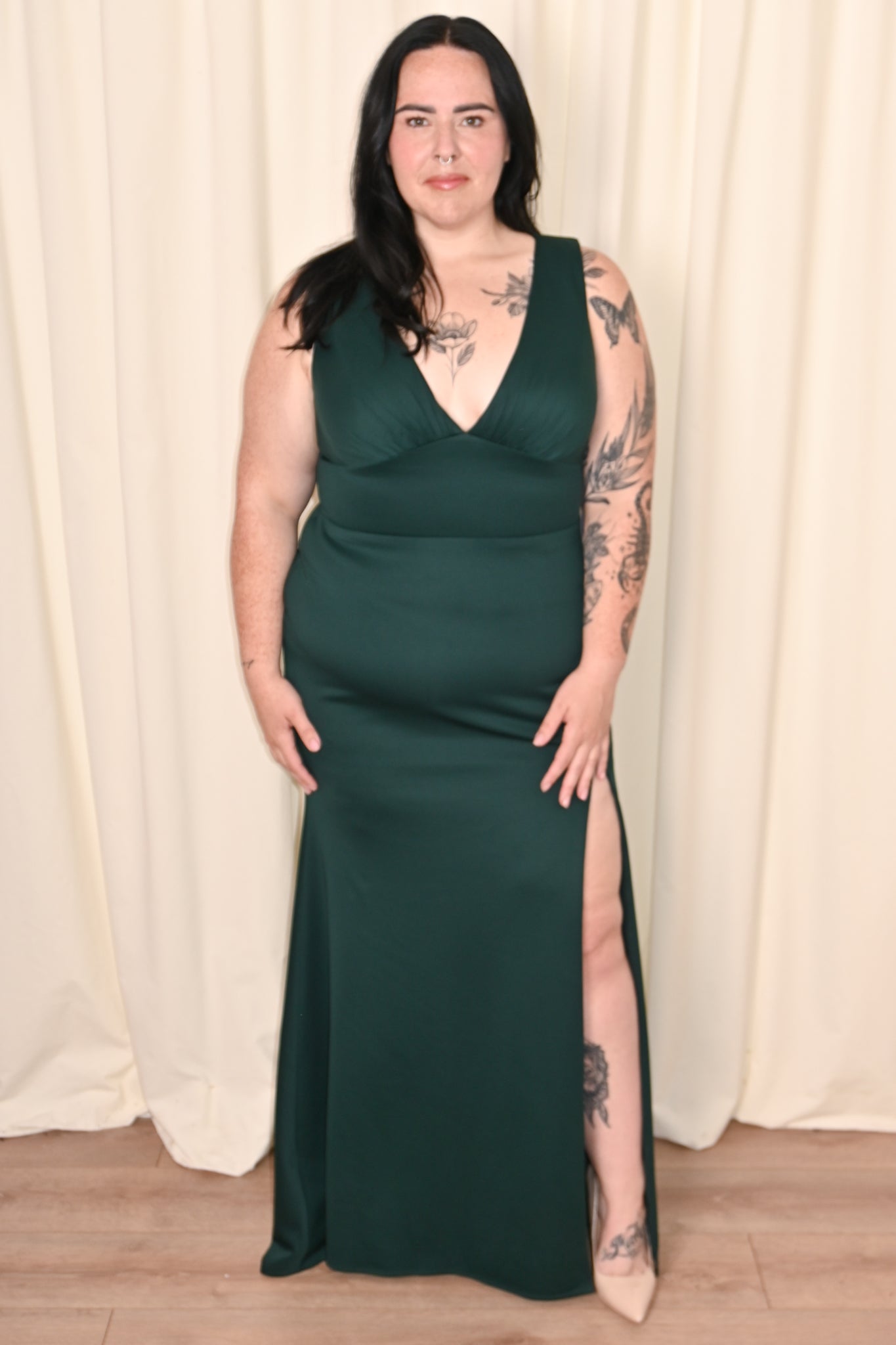 Fitted Cutout Back Evening Gown (S-XXXL: 2 Colours)