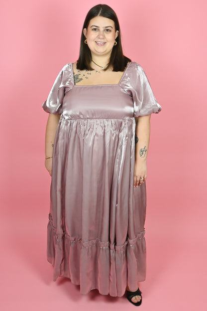 Plus Size Organza Puff Sleeve Babydoll Dress