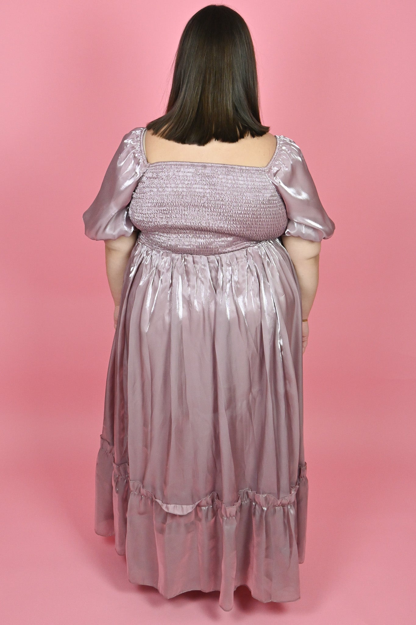 Plus Size Organza Puff Sleeve Babydoll Dress