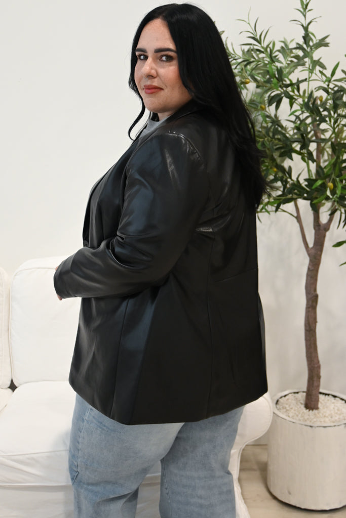 CURVE Faux Leather Blazer