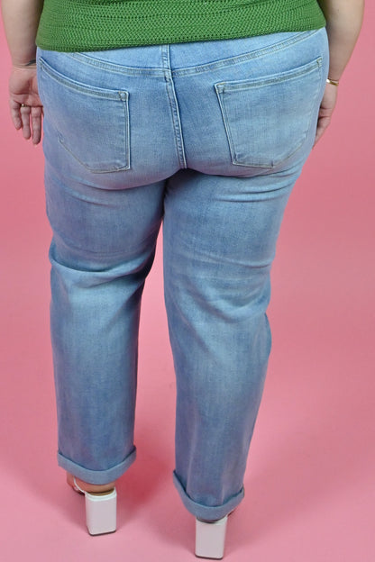 Plus Size Light Wash Girlfriend Jeans