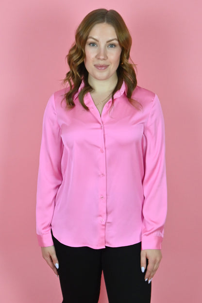 Satin Button Down Work Shirt