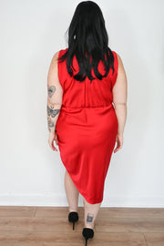 CURVE Red Ruched Mini Dress