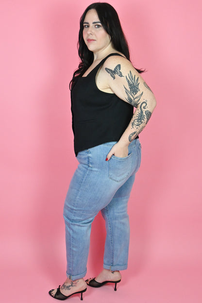 Plus Size Light Wash Girlfriend Jeans