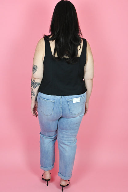 Plus Size Light Wash Girlfriend Jeans