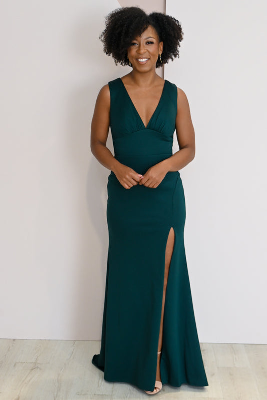 Fitted Cutout Back Evening Gown (S-XXXL: 2 Colours)