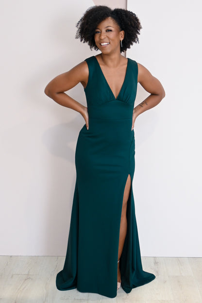 Fitted Cutout Back Evening Gown (S-XXXL: 2 Colours)