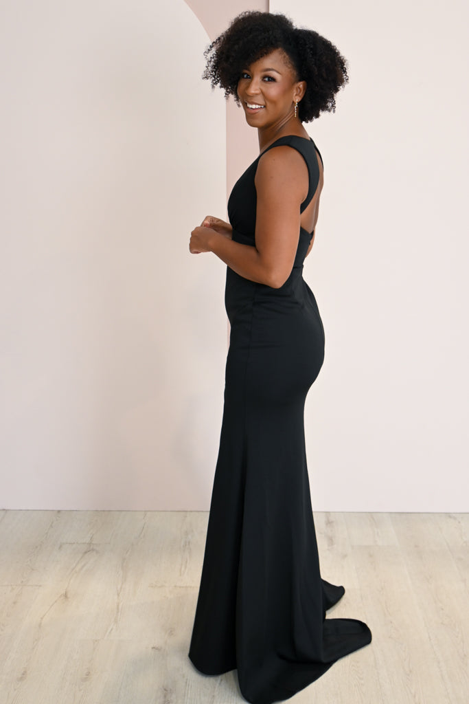 Fitted Cutout Back Evening Gown (S-XXXL: 2 Colours)