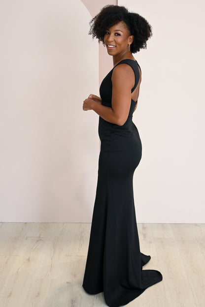 Fitted Cutout Back Evening Gown (S-XXXL: 2 Colours)