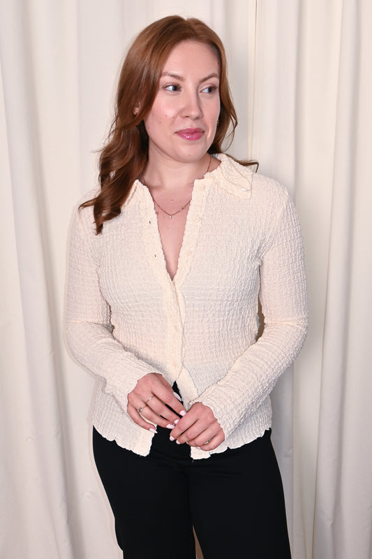 Popcorn Knit Button Up