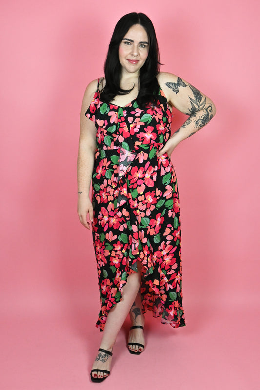 plus size black floral dress