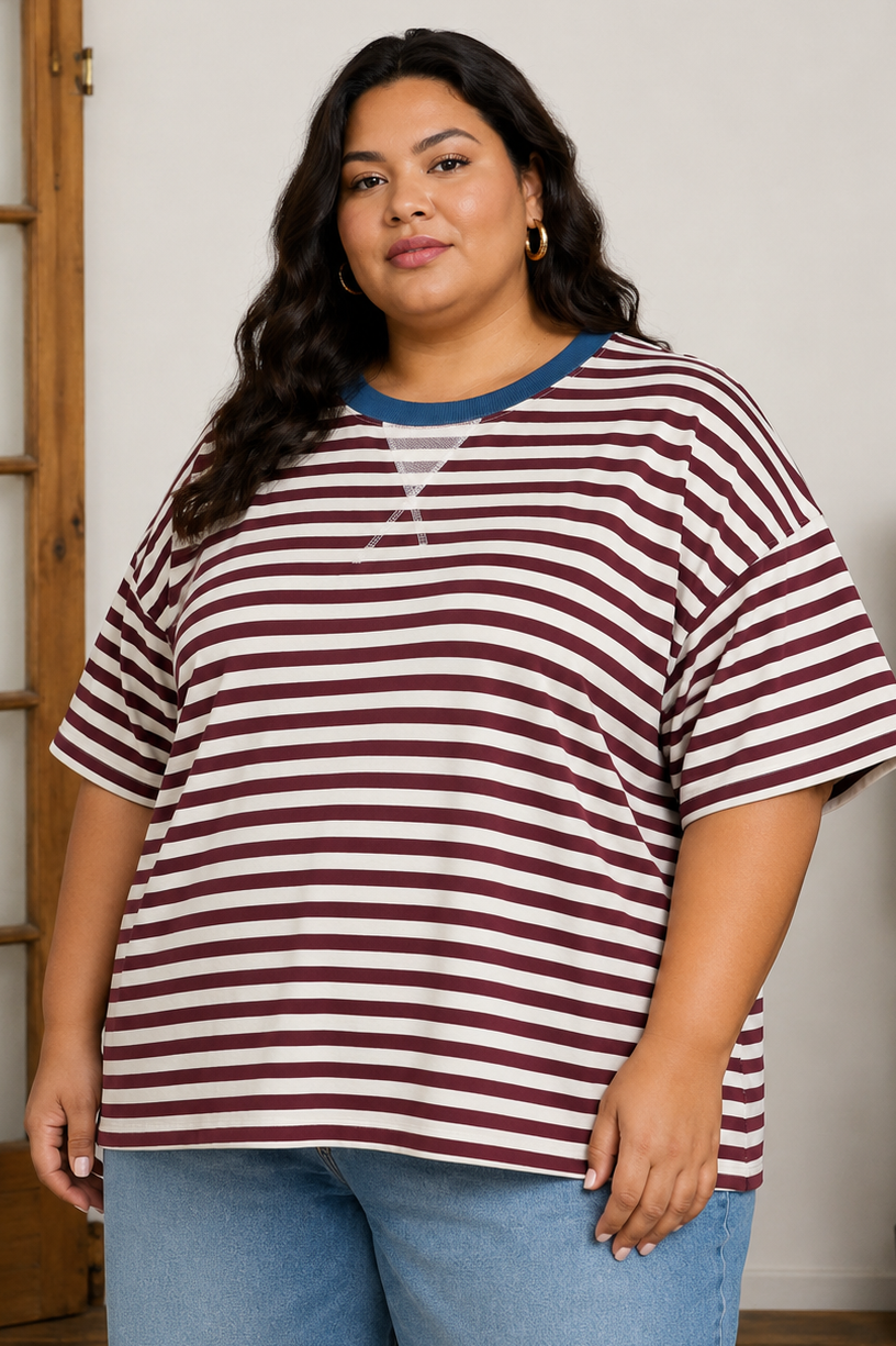 CURVE Striped Sporty Tee
