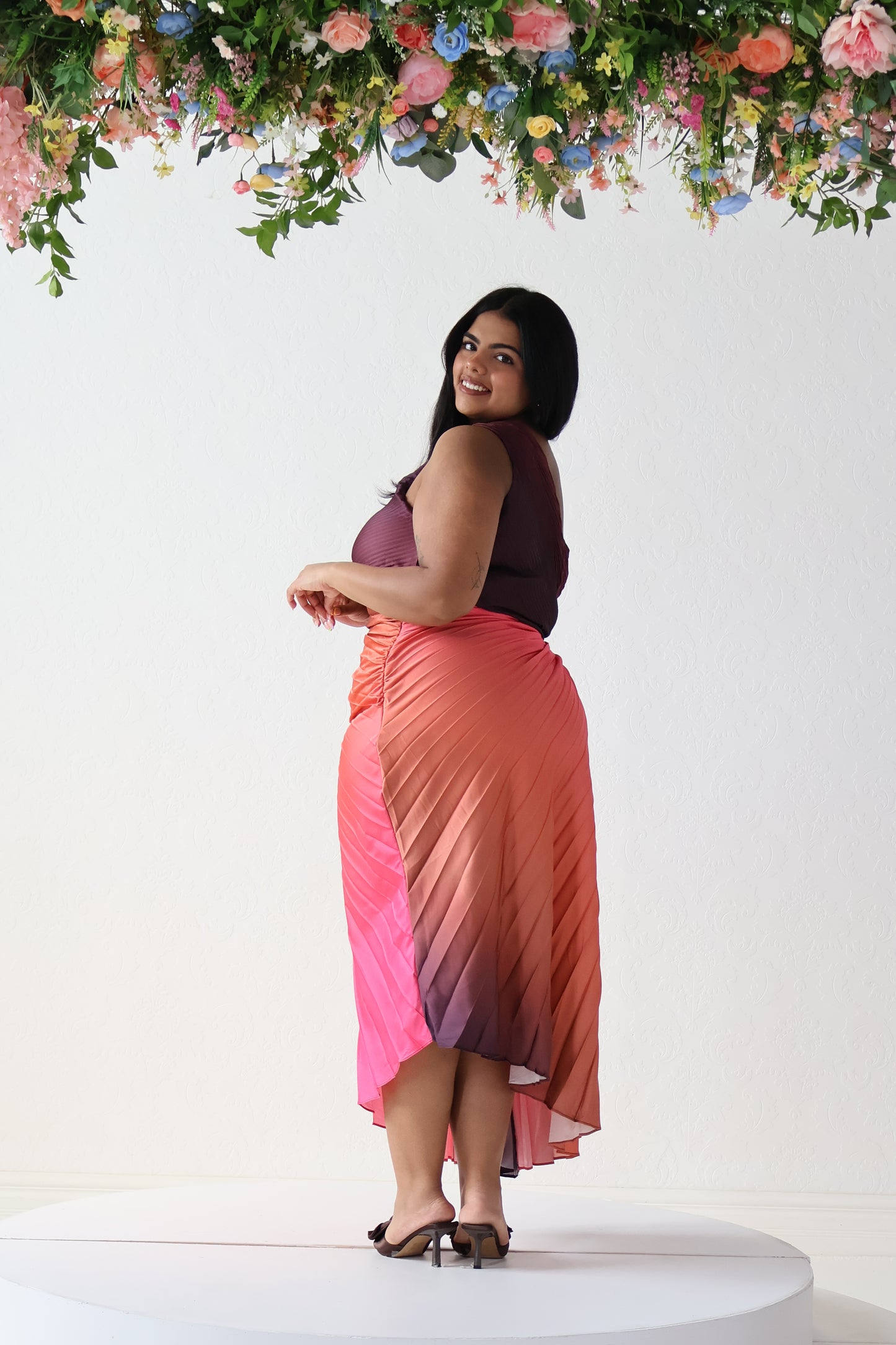 CURVE Pleated Cutout Dress