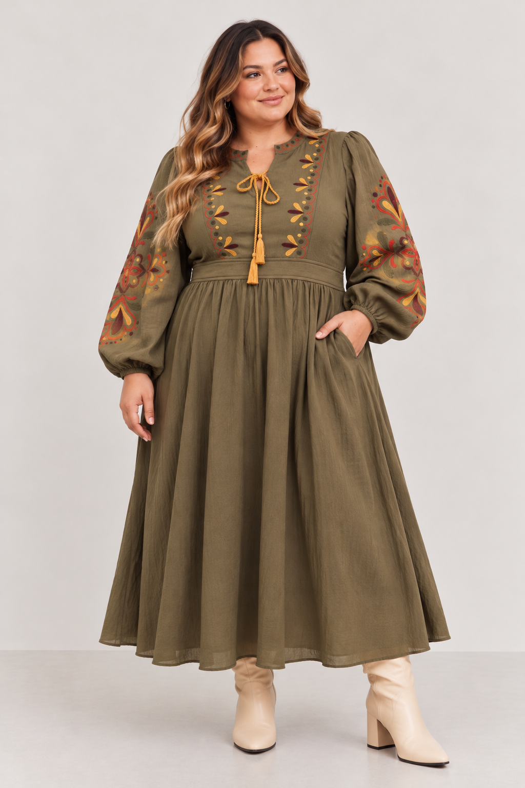 CURVE Embroidered Midi Dress