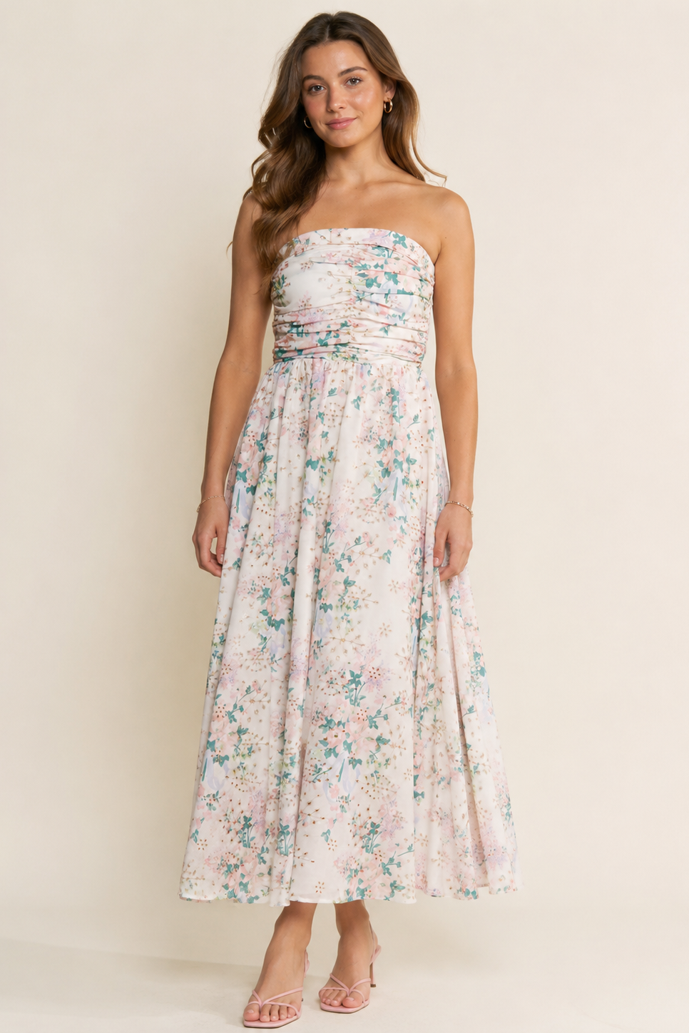 Strapless Eyelet Midi Dress (S-3X)