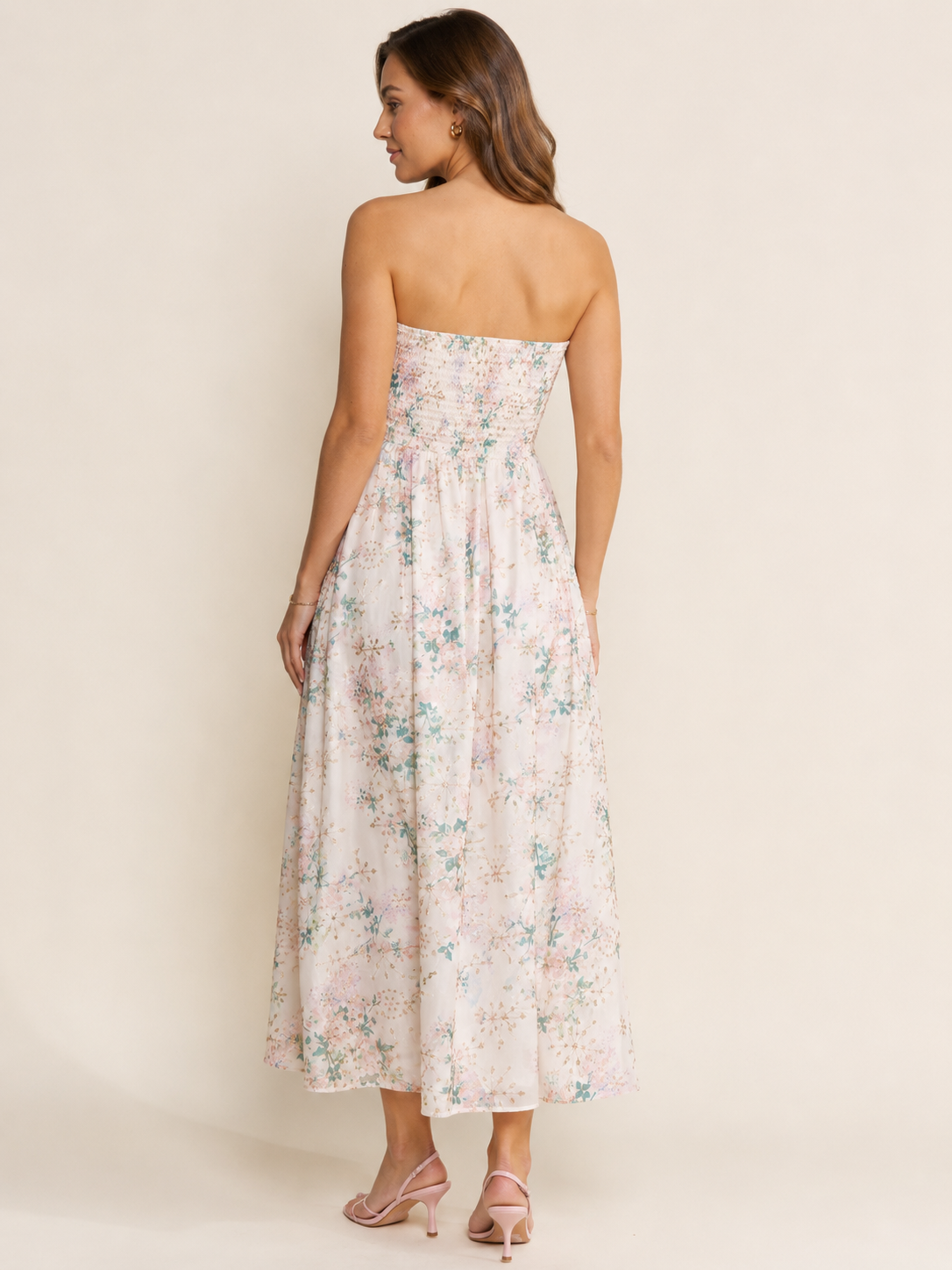 Strapless Eyelet Midi Dress (S-3X)
