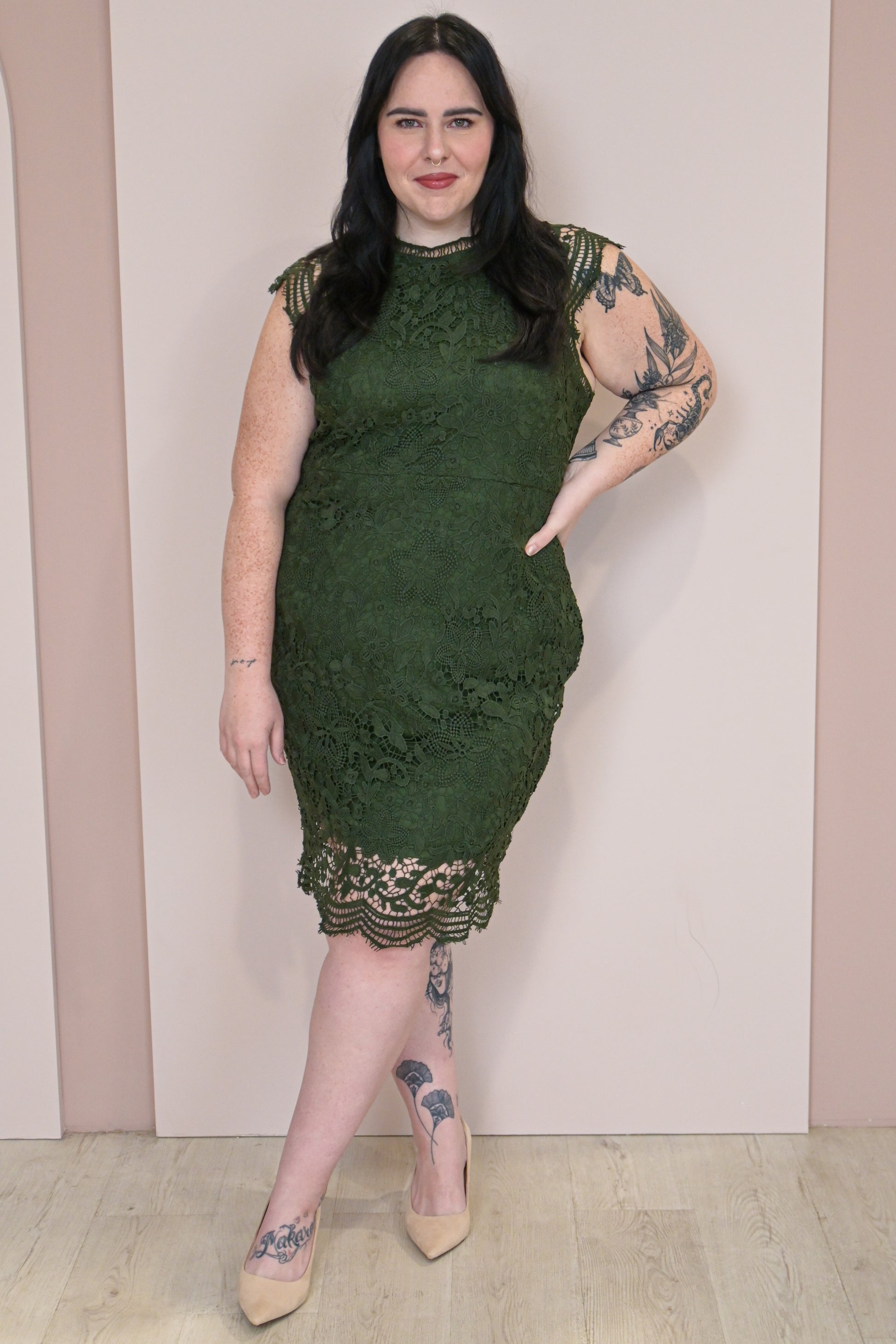 Green lace Mother of the bride dress  
