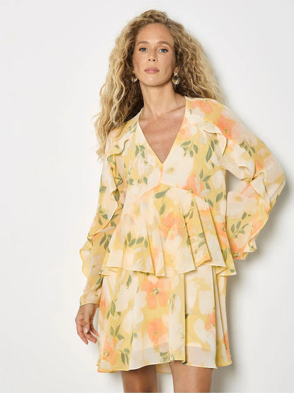 Chiffon Ruffle Mini Dress (S-XXL)