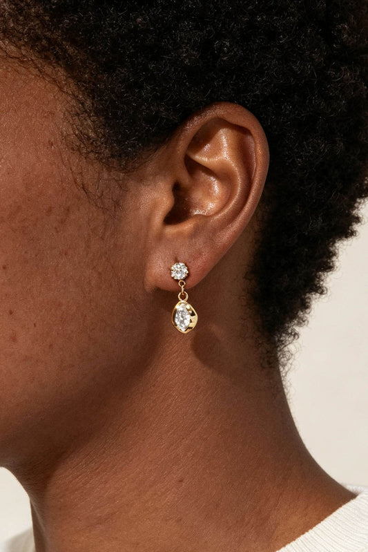 Hammered Zirconia Drop Earring